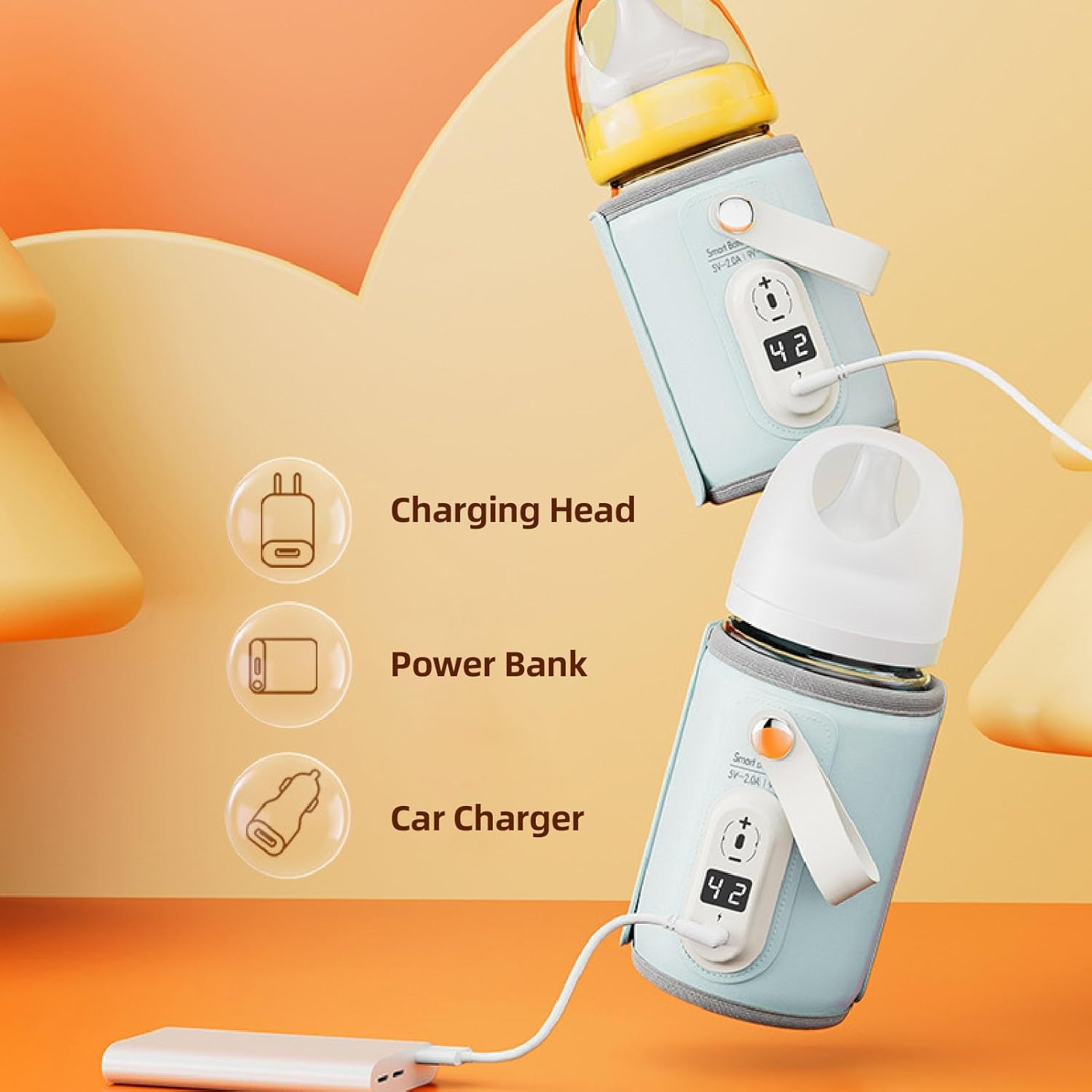 Dpofirs USB Portable Bottle Warmer for Travel, Temp Control, Rapid Warming, Waterless Milk Warming for Comfortable Baby Feeding image number 3