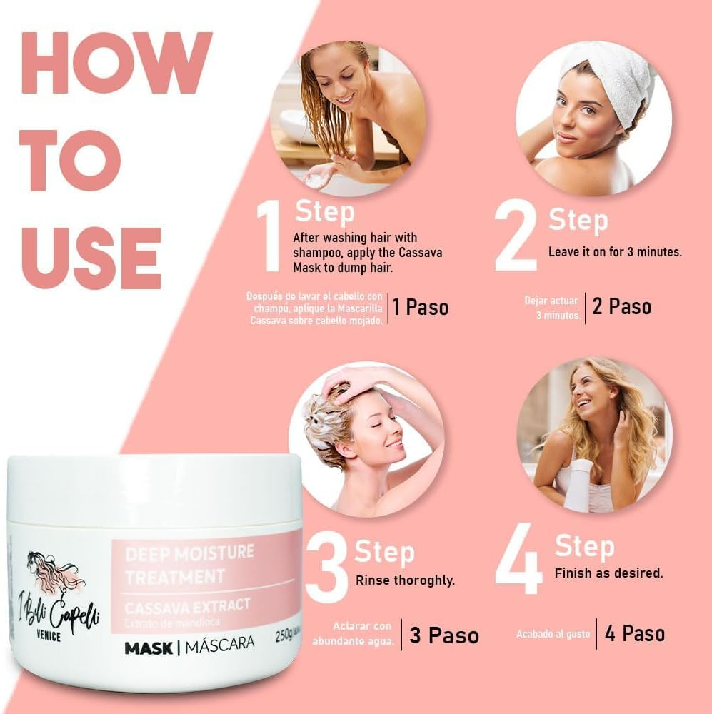 Ibelli Capelli Venice Cassava Extract Argan Oil Hair Mask Cassava 8Oz (250G) image number 2