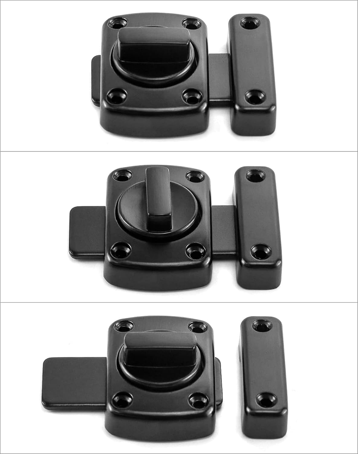SNOKAY Inner Door Latch Lock Slide Lock, Bolts Bedroom Door Lock Door Reinforcement Lock, Bathroom Gate Latch Single Door Safety Locks for Doors, Suitable for Pet Door Lock, Windows (Black) image number 6