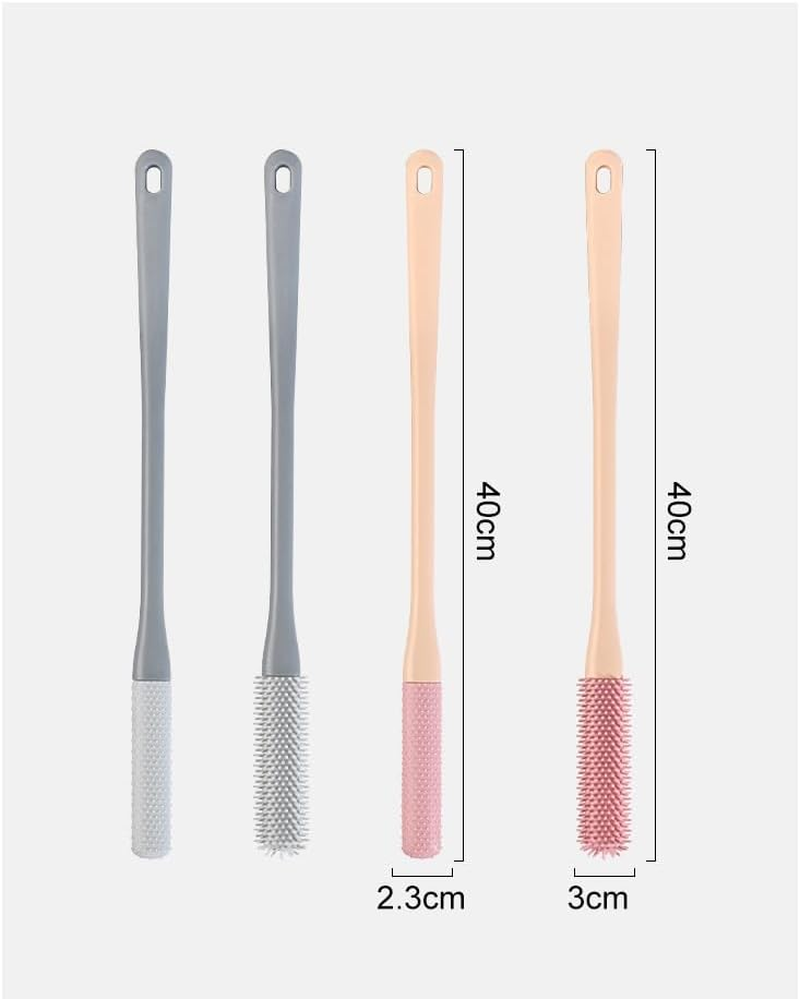 2 Pack Toe Cleaning Brush,Silicone Foot Scrubber for Shower with Long Handle Soft Cleaning Bath Brush Feet Cleaner Scrub Foot Care for Seniors,Elderly, Men and Women (Grey, One Size) image number 2