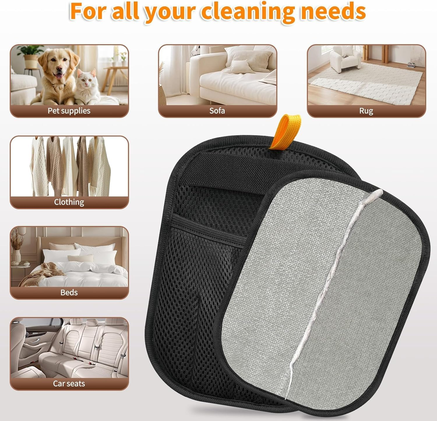 Pet Hair Removal Glove for Cats & Dogs, Upgraded 5-Finger Electrostatic Pet Hair Remover Gloves for Couch, Carpet, Car Seat, Bedding, Furniture, Laundry - Reusable Magic Brush & Cleaning Mitts image number 4