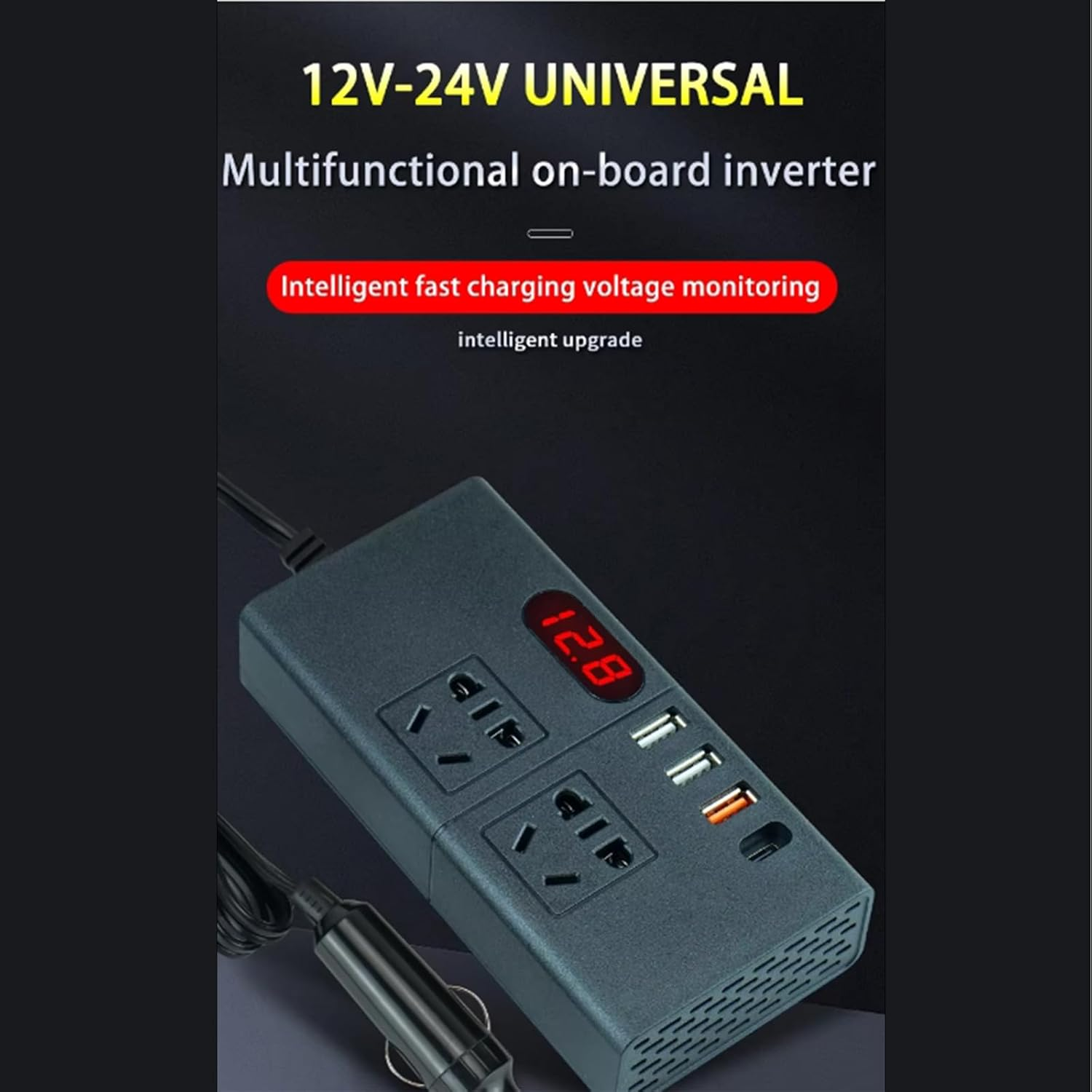 300W Car Power Inverter,Dc12V/24V Conversion Ac220V Power Converter USB Car Socket Charging Adapter Car Plug Converter with Switch and Current LED Screen,Suitable for SUV Car Truck