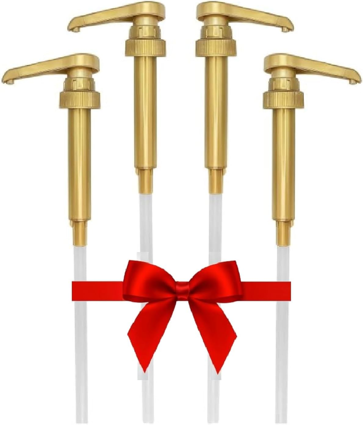 Coffee Syrup Pump Dispenser, 4 Packs of Syrup Pump for 750Ml/25.4 Oz Syrup Bottle, Gold Pumps for Coffee Syrup Bottle, Works with Torani, Davinci, Jordans Skinny 750Ml Syrups Bottles (Gold) image number 1