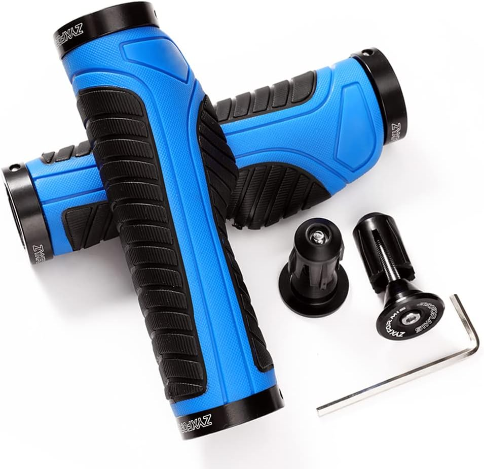 Bike Handlebar Grips, Non-Slip Ergonomic Design Bicycle Grips, Aluminum Double Lock-On Mountain Bike Grips with Multi Colors for MTB BMX Scooter Downhill Foldable Urban Bikes