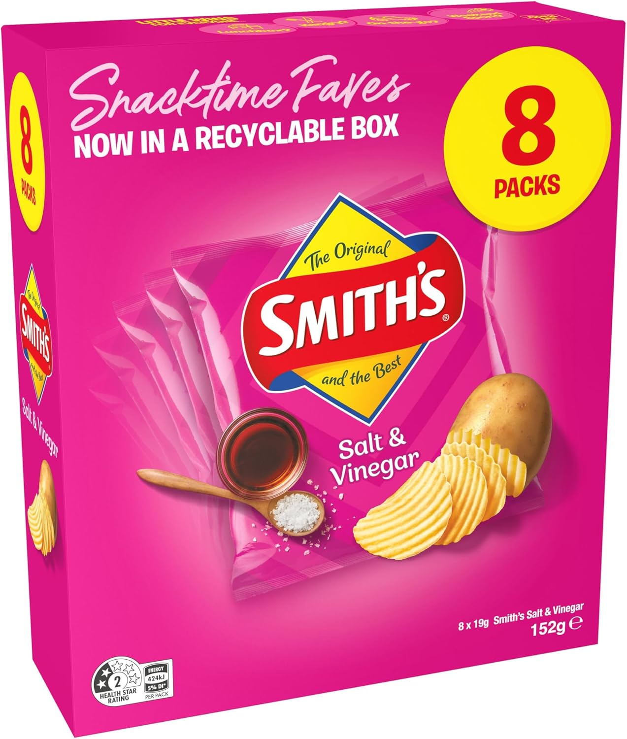 Smith'S Salt & Vinegar Potato Chips 8PK 152G