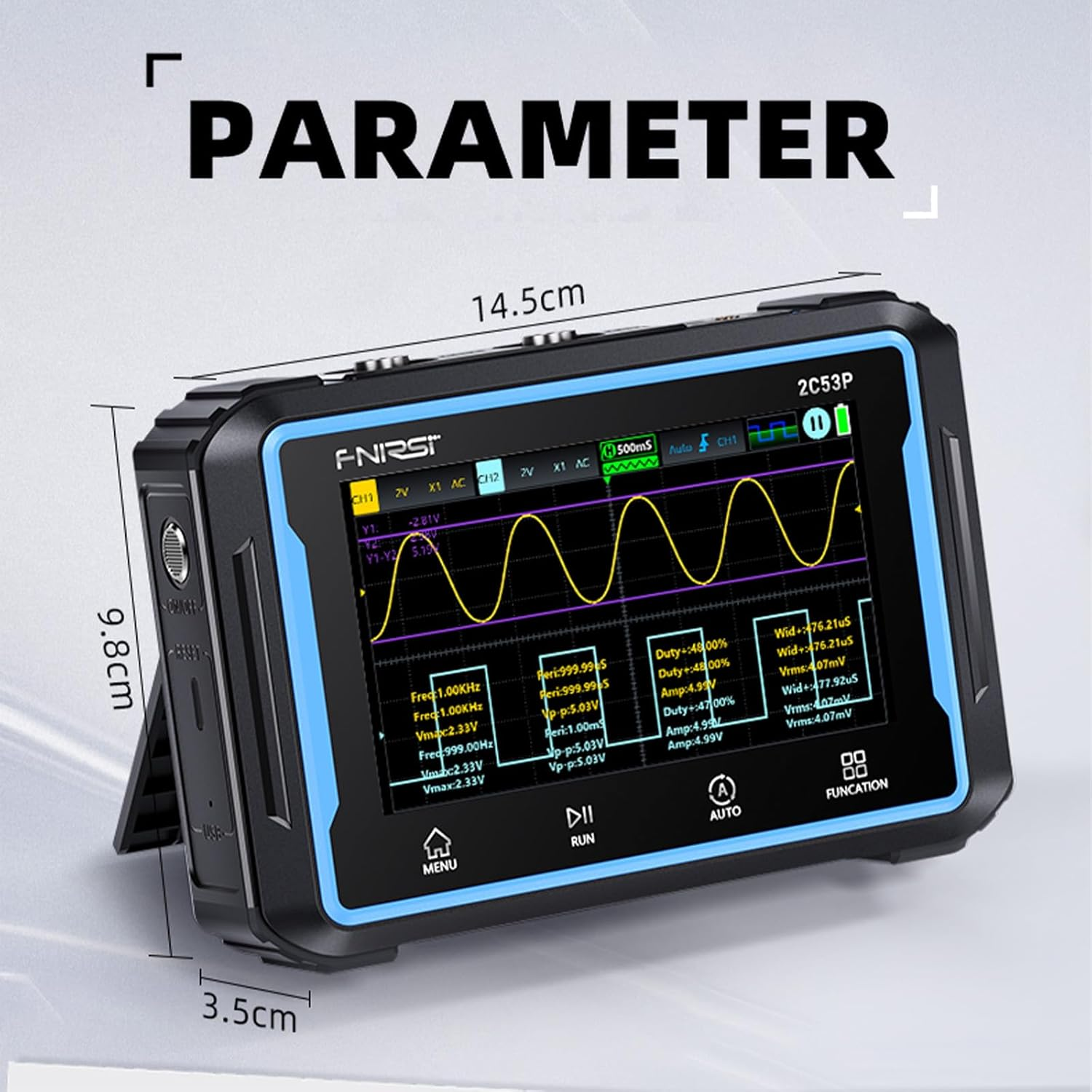 Wadukud 2C 53P 3 in 1 Digital Oscilloscope Multimeter Signal Generator, 250 Msa/S Sampling Rate 50Mhz Dual Channel Oscilloscope, Handled Multimeter with Multimeter Pen, Digital Oscilloscope Kit