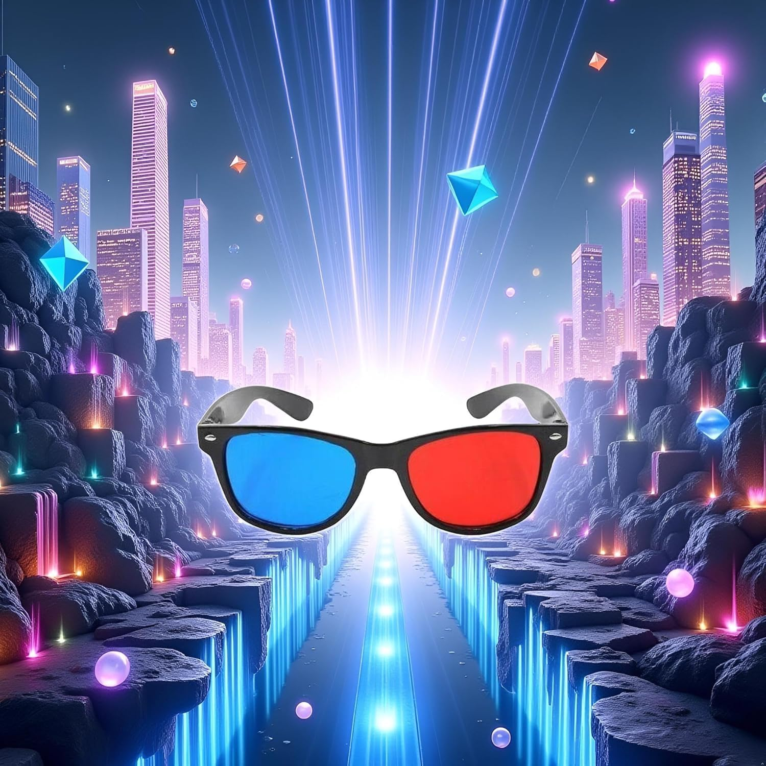 Red and Blue 3D Glasses Universal TV Movie Dimensional Video Frame 3D Glasses DVD Game Glass 3D Style Glasses for 3D Movies Games, 3D Viewing Glasses,Light Simple Design 3D Glasses Accessories image number 4