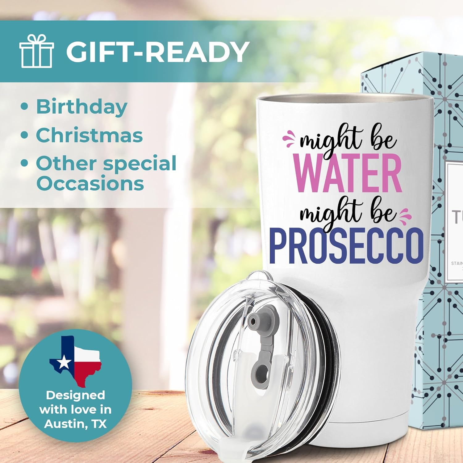 Funny Prosecco Tumbler 30Oz - Perfect Lover Gifts for Women, Unique Glass, Ideal for Drinkers, Fun Mug for Men, Birthday Gift Idea image number 6