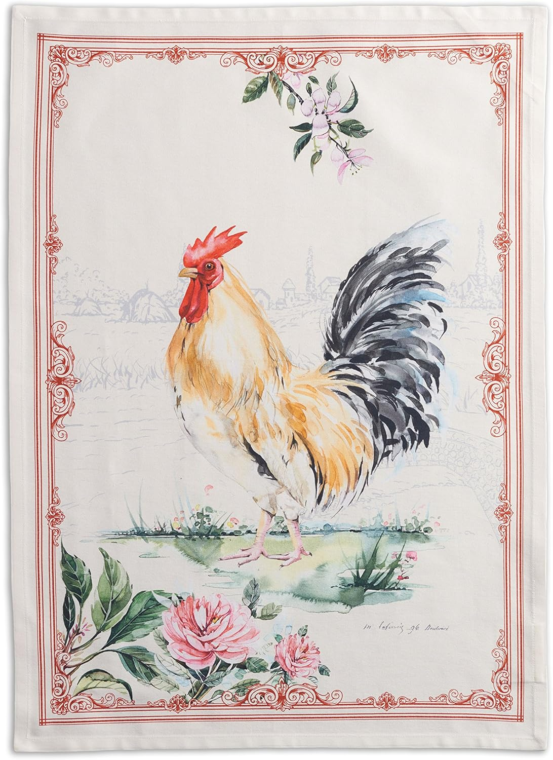 Maison D'Hermine Kitchen Towels Set of 2 100% Cotton 27.50" X 20" Reusable Cloth Tea Dish Towels Absorbent with Hanging Loop for Kitchen, Home, Dining, Cocktail Parties Spring/Summer (Campagne)