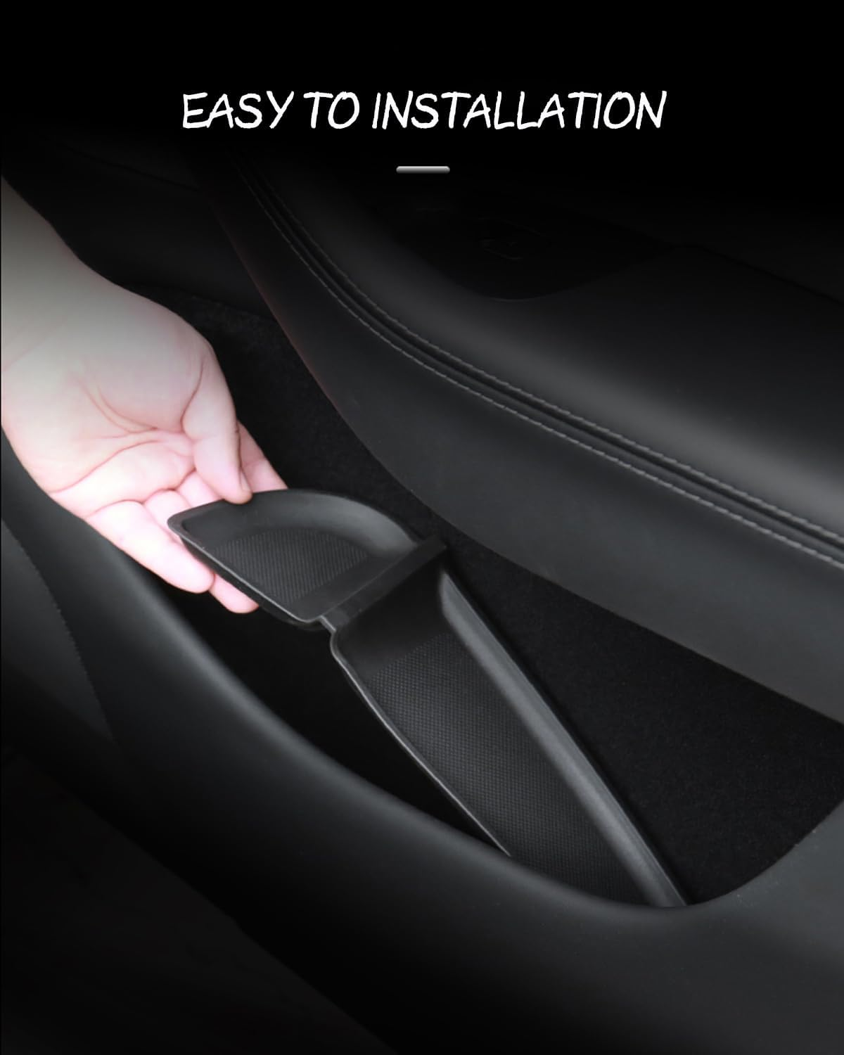 YOKOOHITECH Door Side Pocket Storage Box Liners, 4Pcs TPE Front & Rear Door Pocket Inner Organizer Trays and Cup Holder Pad Compatible with Tesla Model Y Juniper 2025 2026 image number 2