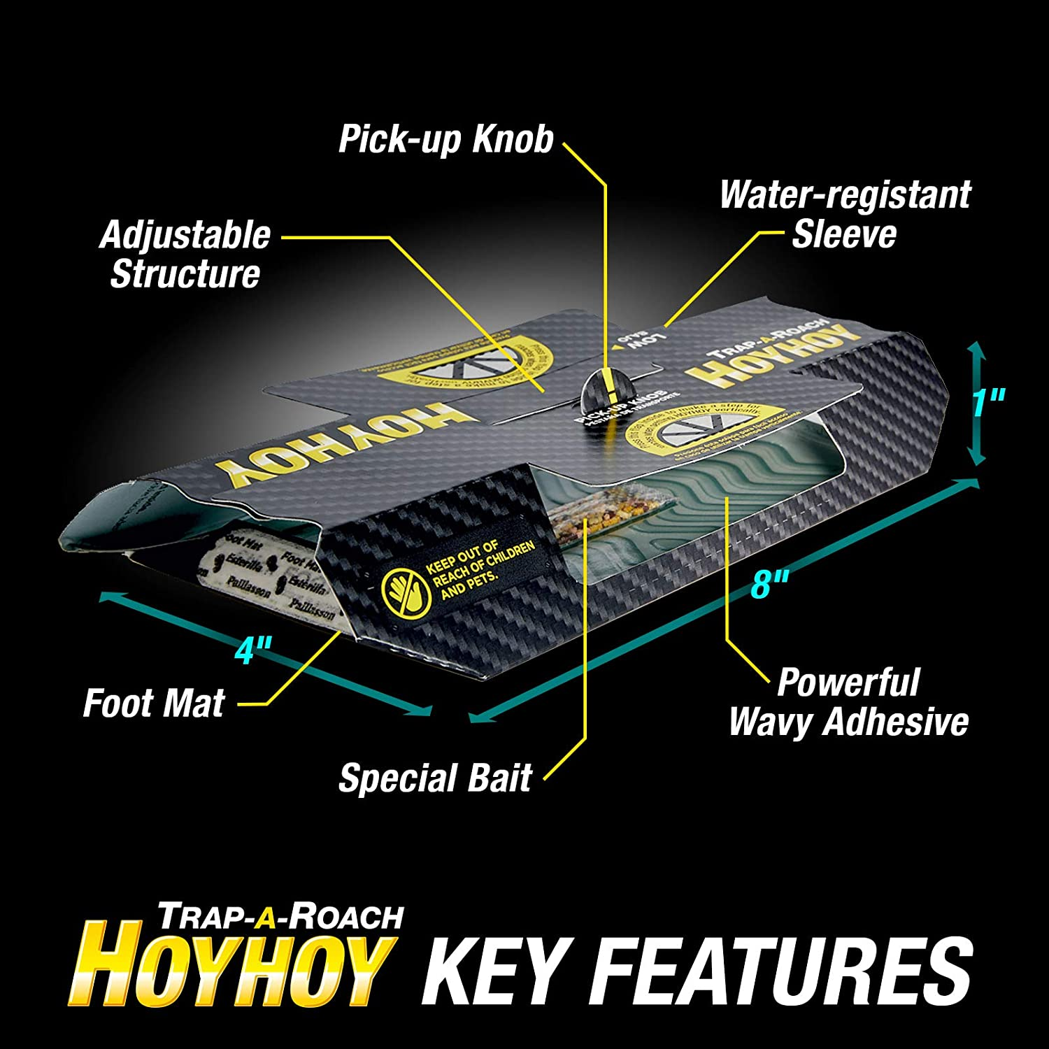 HOY HOY Trap a Roach - 10 Traps [2 Pack] Baited Glue Traps, Great for Home with Kids & Pets Indoor, Sticky Pest Control Trap, Roach Killer, Made in Japan image number 1