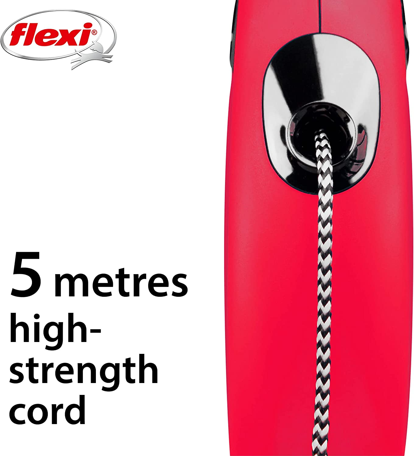 Flexi Classic Cord Retractable Dog Lead Red Small 5 Metre image number 5