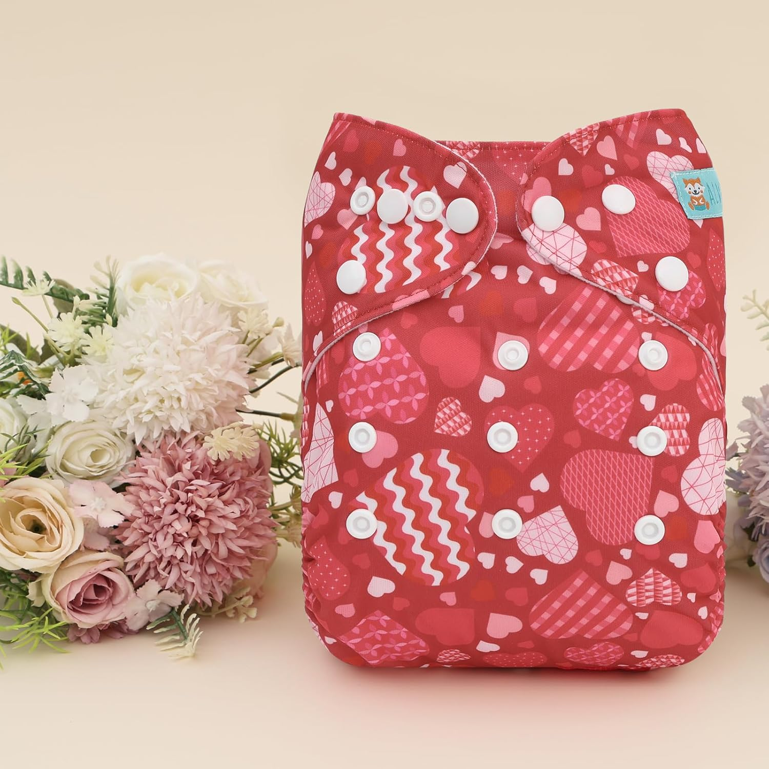 ALVABABY Baby Cloth Diapers One Size Adjustable Washable Reusable for Baby Girls and Boys 1 Pack with 2 Inserts YX227-2T image number 5