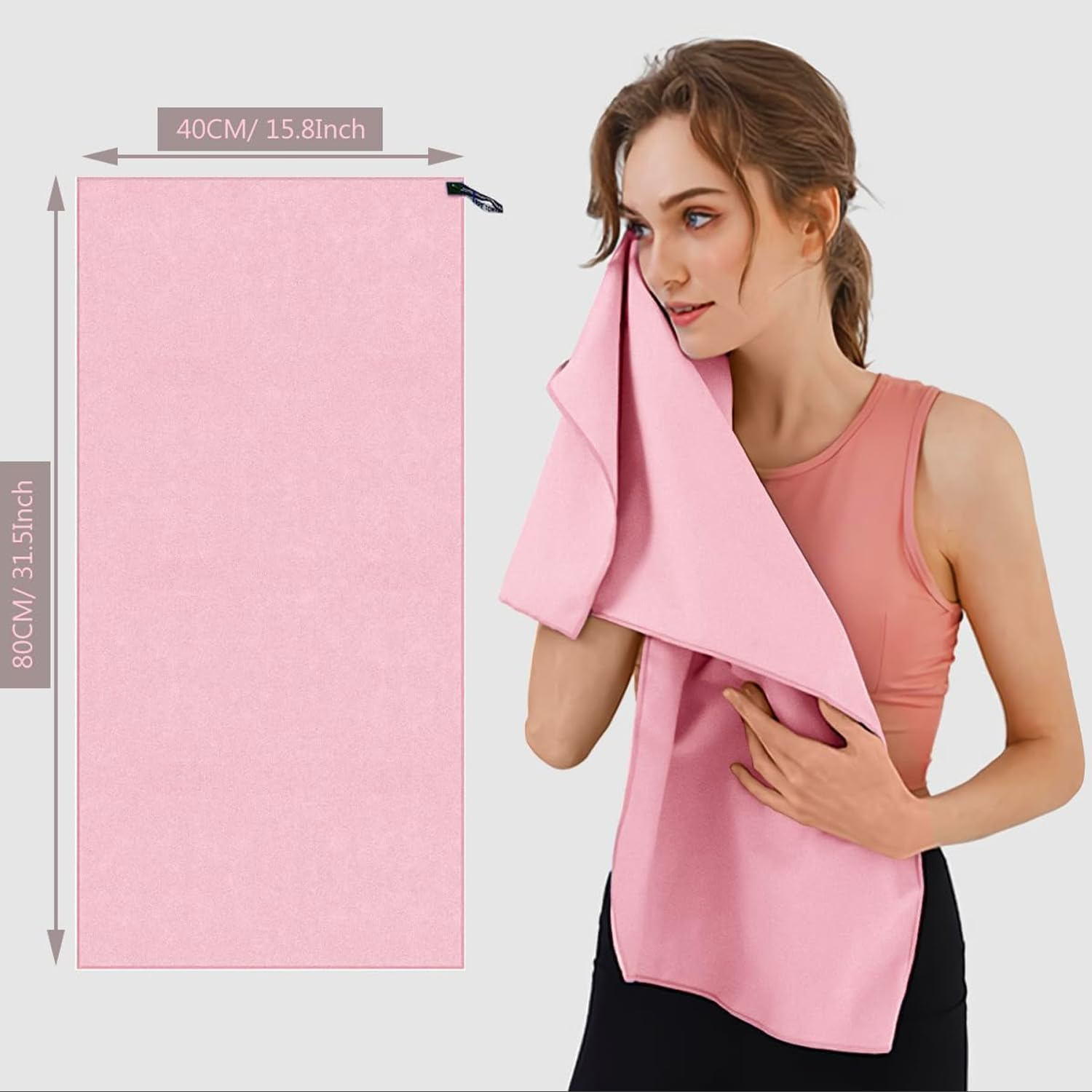 Quick Dry Gym Beach Towel for Men Women Super Absorbent Towel,Compact Microfiber Towel for Beach Gym Yoga Pool Travel Camping Sports Swim(40&times;80Cm 16&times;32Inch) (Pink)