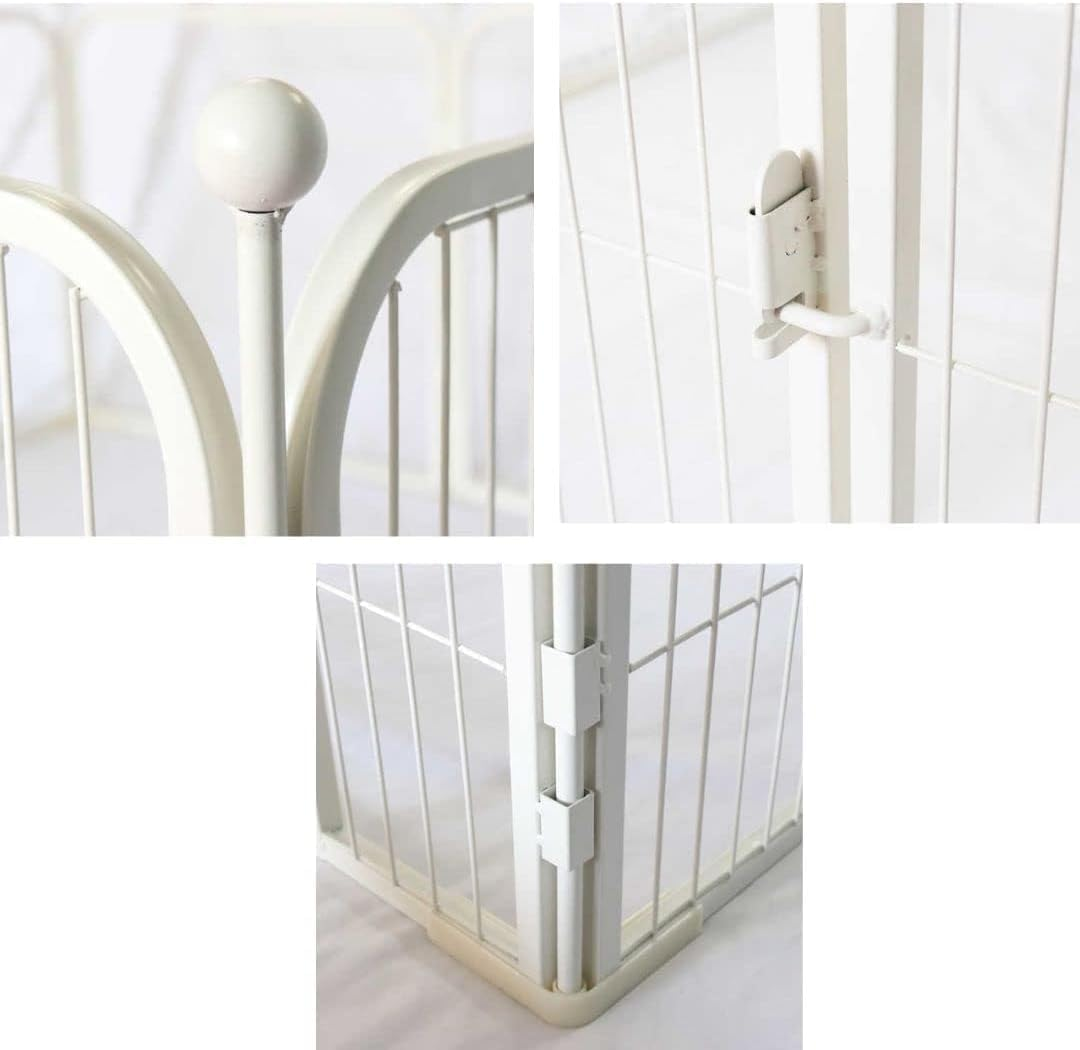 Andwoork Dog Playpen, Outdoor 6 Panels Heavy Duty Dog Pen, Puppy Playpen Indoor Anti-Rust Exercise Fence with Doors, Easy Assemble Foldable Dog Crate for Puppy Cat Bunny Medium Dogs(White) image number 6