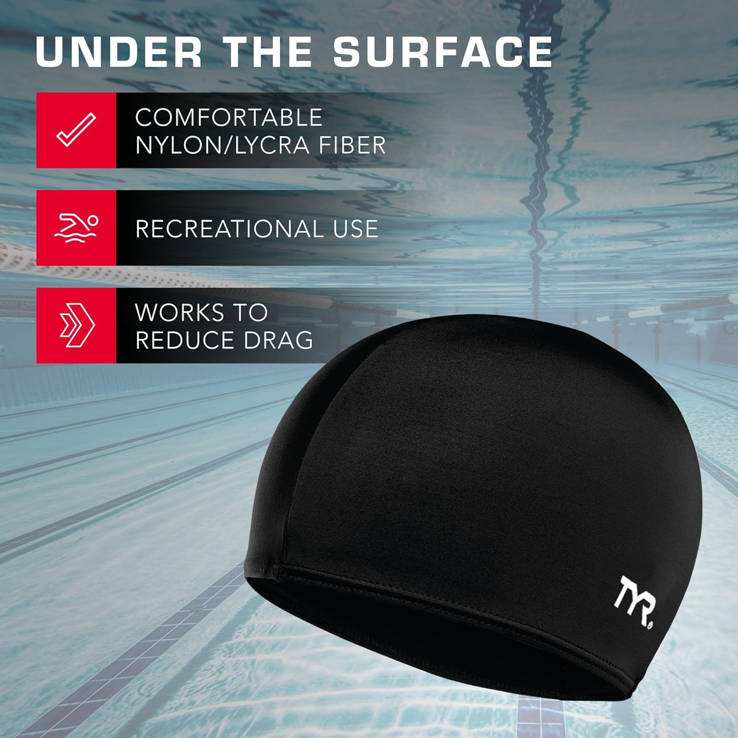 TYR Lycra Fiber Swim Cap image number 2