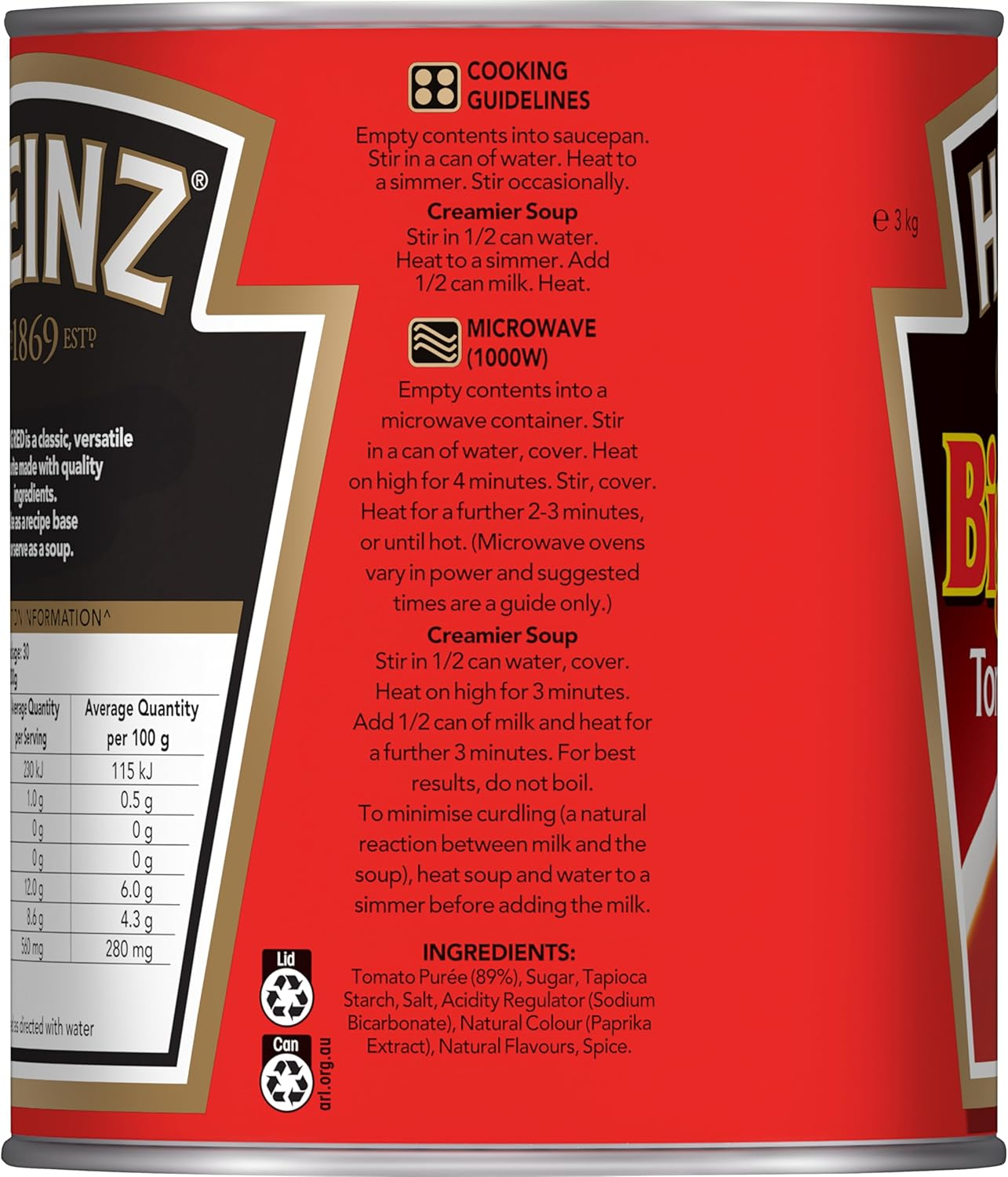 Heinz Big Red Condensed Tomato Soup Vegetarian Creamy Soup Canned Soup Tinned Soup Catering Bulk Bottle 3Kg image number 4