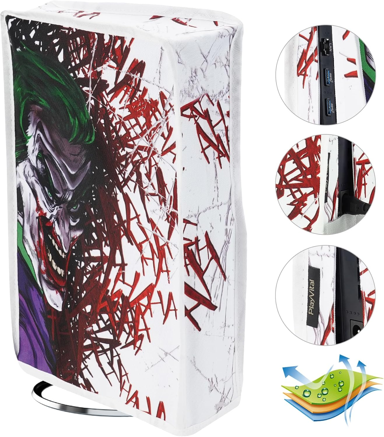 Playvital Vertical Dust Cover for Ps5 Slim Disc Edition(The New Smaller Design), Transparent Dust Proof Protector Waterproof Cover Sleeve for Ps5 Slim Console