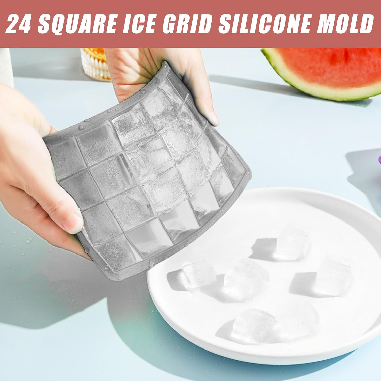 Silicone Ice Cube Tray with Lid, 3 Pack 45 Cubes, BPA Free Reusable Molds for Whiskey, Cocktail & Baby Food (Blue, Pink, Green)