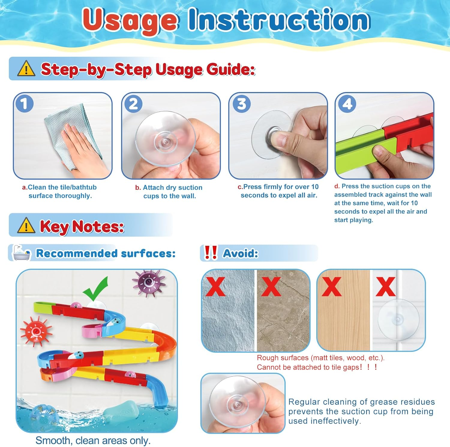 Fajiabao Bath Toys Slide Splash Water Ball Track Stick to Wall Bathtub for Toddlers DIY Waterfall Pipe and Tubes Tub Toys with Suction Wheels Gift for Kids Boys Girls Age 3 4 5 6 7 Years Old image number 5