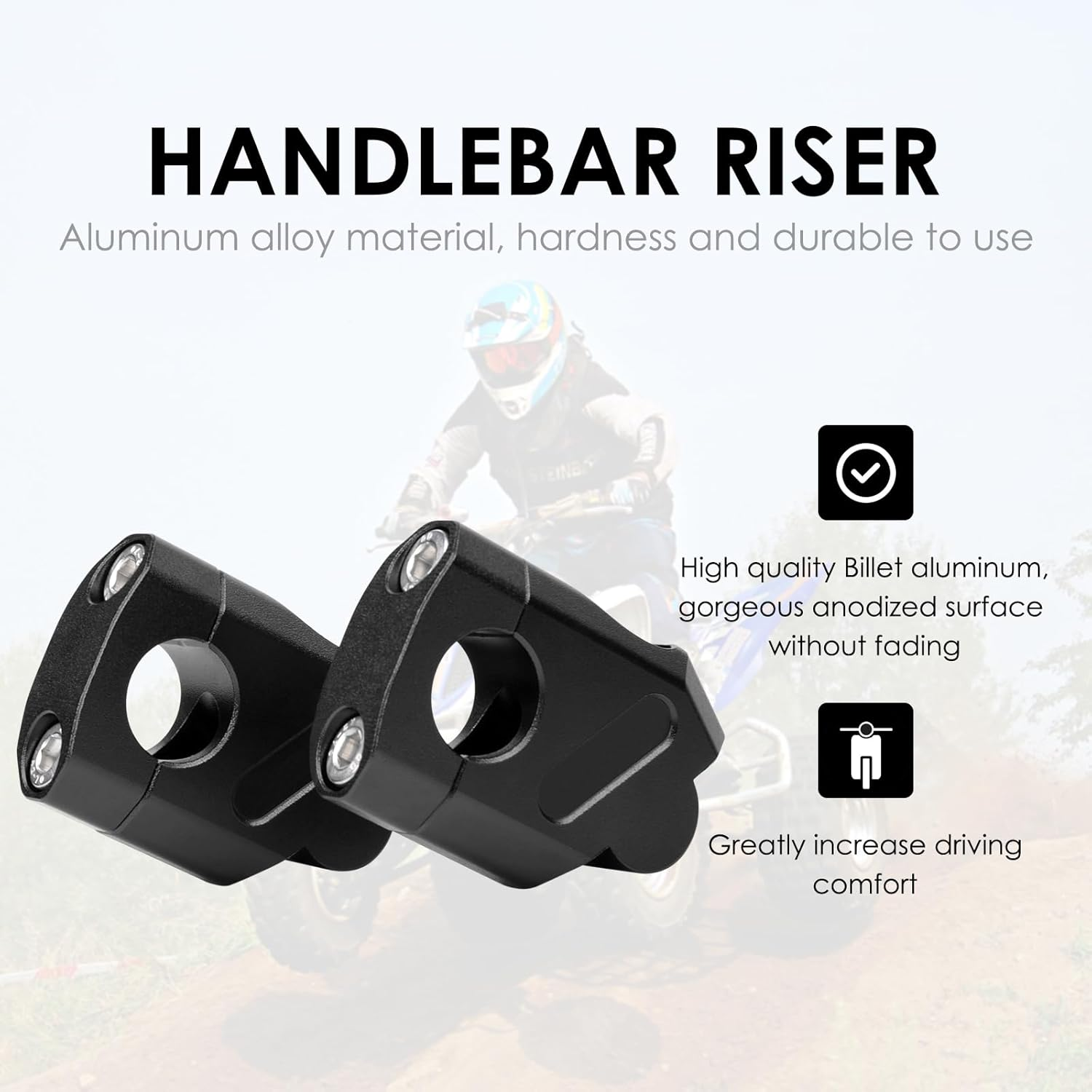 7/8" Universal Handlebar Bar Risers Motorcycle Bar Clamps 7/8" Bar for Motorbike Pit Dirt Bikes Black Riser Height 38Mm (1.5 "), 18Mm (0.71") Backward or Forward image number 4