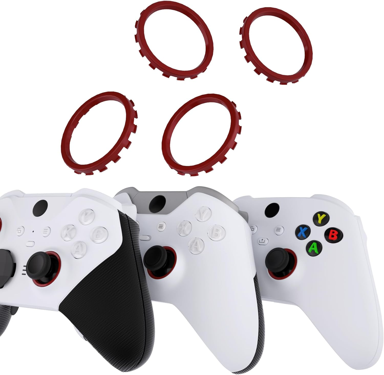 Extremerate Replacement Accent Rings for Xbox Elite Series 2 Core | for Elite Series 2 | for Xbox One Elite | for Extremerate ASR Version Shell for Xbox Series X/S Controller - Carmine Red
