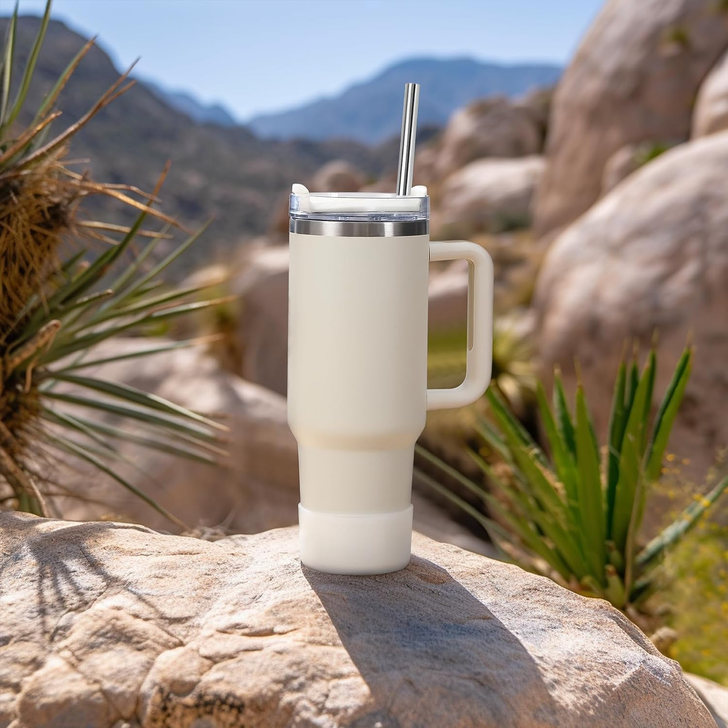 VITEVER 4 Pack Stainless Steel Straw Replacement 40 Oz for Stanley Adventure Travel Tumbler, 12In Reusable Straws with Cleaning Brush Compatible with Stanley Tumbler Cup Accessories image number 5