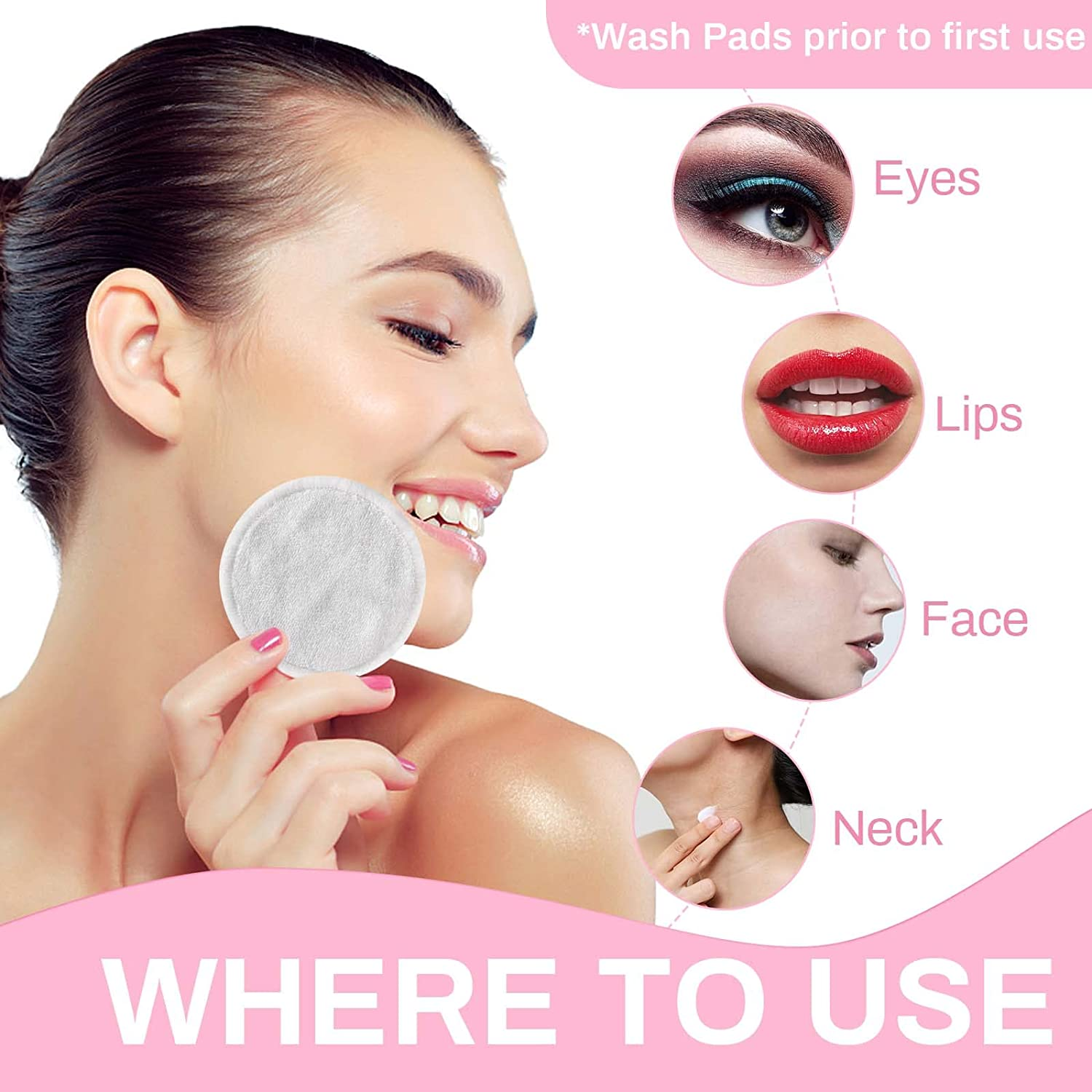 30 Pack Reusable Makeup Remover Pads,Cotton Rounds Pads for Toner, Washable Eco-Friendly Pads for All Skin Types with Cotton Draw String Laundry Bag image number 3