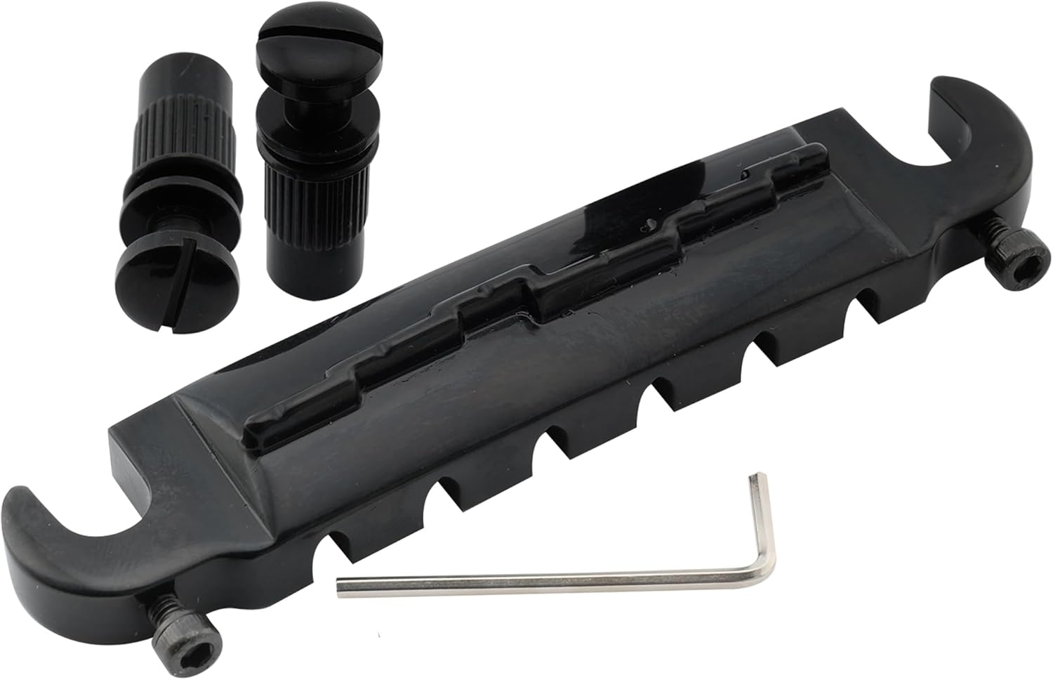 Musiclily Pro 52.5Mm Pre-Set Intonatable Wraparound Bridge Tailpiece for Epiphone Les Paul Junior LP Style Guitar, Black - Chrome image number 4