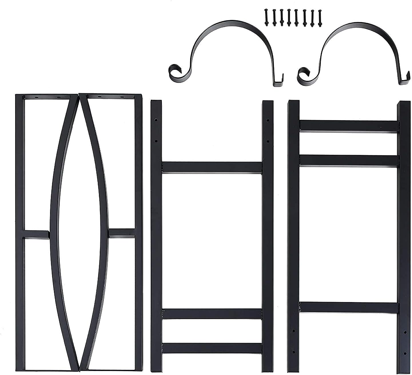 Heavy Duty Firewood Racks Indoor/Outdoor Log Rack with Kindling Holder, 30 Inches Tall, Black image number 5