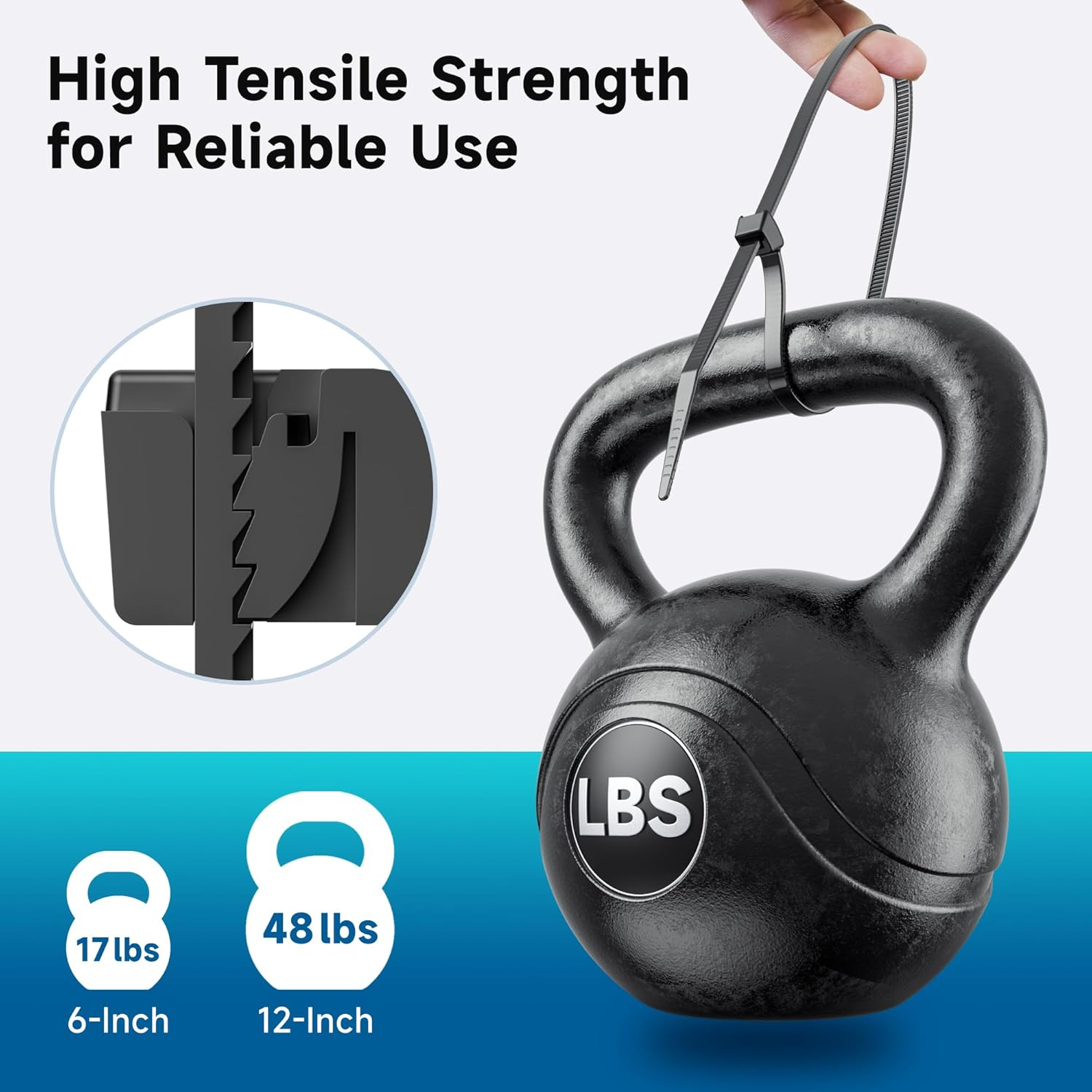 Cable Matters 140-Pack Cable Ties for Indoor and Outdoor, 6, 12-Inch Self-Locking Nylon Zip Ties Assorted Sizes, Wire Ties, Tie Wraps for Multiple Use, Self Locking Zipties in Black and White image number 4