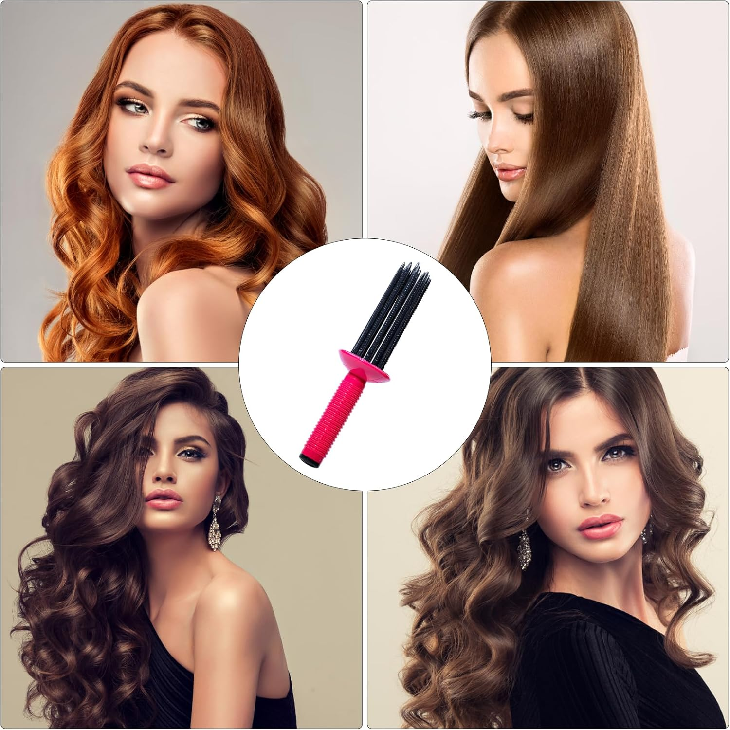 Hot Air Styling Brush, 9.6 Inch Heatless Curly Hair Brush for Fluffy Hair, Curlers for Travel, Home, Household Women Hot Air Combs for Fluffy Hair image number 5