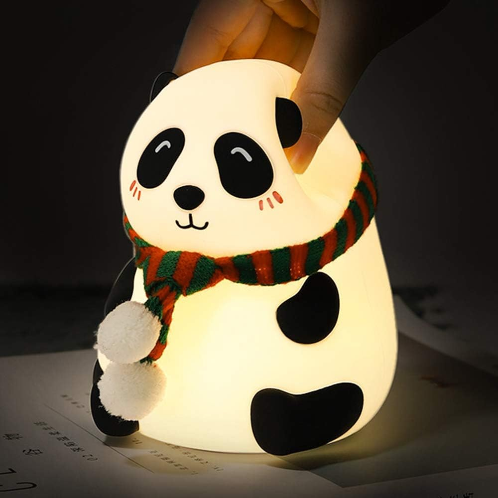 LED Kids Night Light Cute Nursing Night Light Non-Flickering Eye-Caring Lamp-Usb Rechargeable, Touch Control, Multi-Color and Warm White Can Be Switched, Fabulous Ideal Gift (Panda round Eyes)