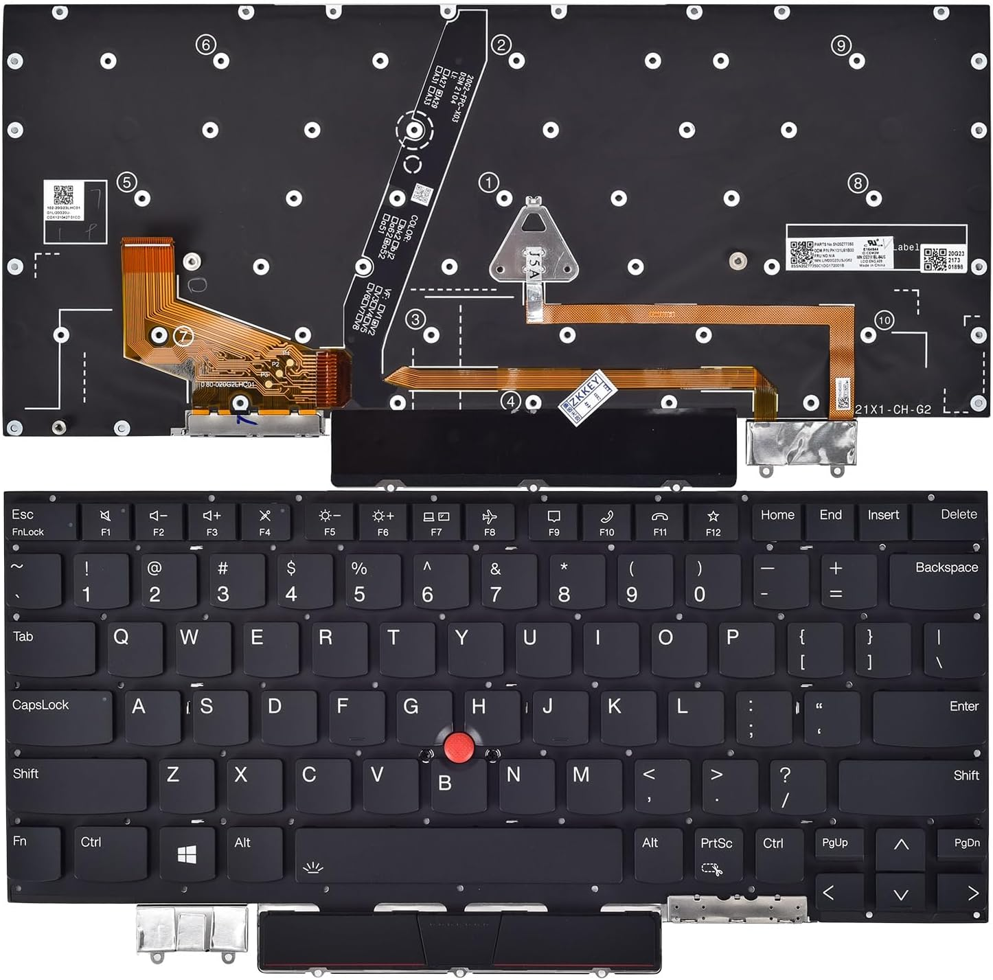 Replacement Keyboard for Lenovo Thinkpad X1 Carbon 9Th Gen 9 2021 X1C 2021 SN20Z77386, Thinkpad X1 Carbon 9Th Gen 9 Replacement Keyboard with Backlit US Layout image number 4