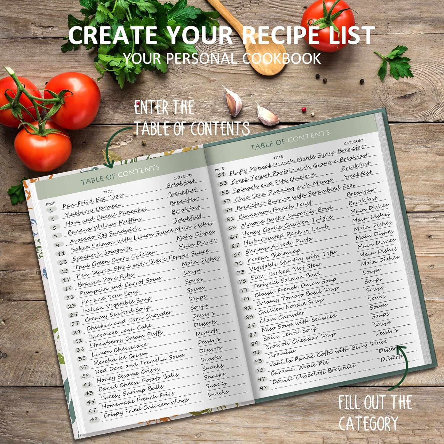 BIROYAL Blank Recipe Book Cookbook to Write in Your Own Recipes, Hardcover A5 Empty Recipe Journal for 100 Recipes, Personalized Recipe Notebook for Family Cooking Lover image number 4