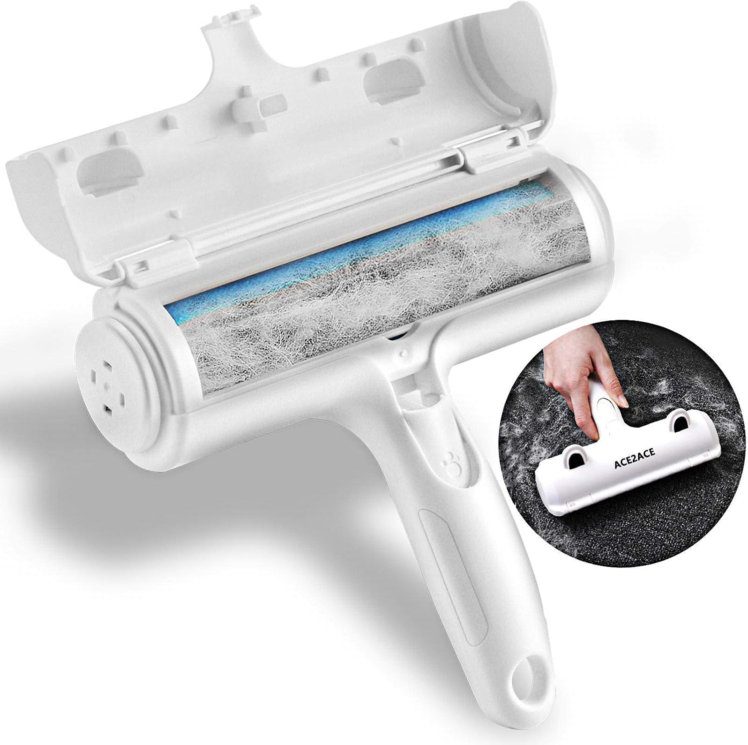 ACE2ACE Pet Hair Remover Roller, Lint Roller Brush for Cats and Dogs, Reusable Self Clean Cat Fur Remover, Dog Hair Remover for Clothes, Carpet, Furniture, Couch, Sofa and Bedding