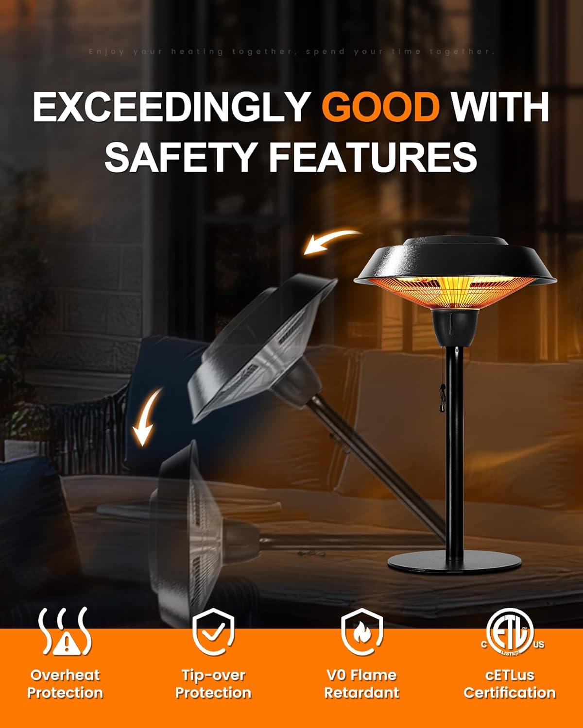 Star Patio Outdoor Heater, Electric Patio Heater, Tabletop Heater, Infrared Heater, Hammered Bronze Finished, Portable Heater 1500W, ZHQ1566-CT AU image number 1