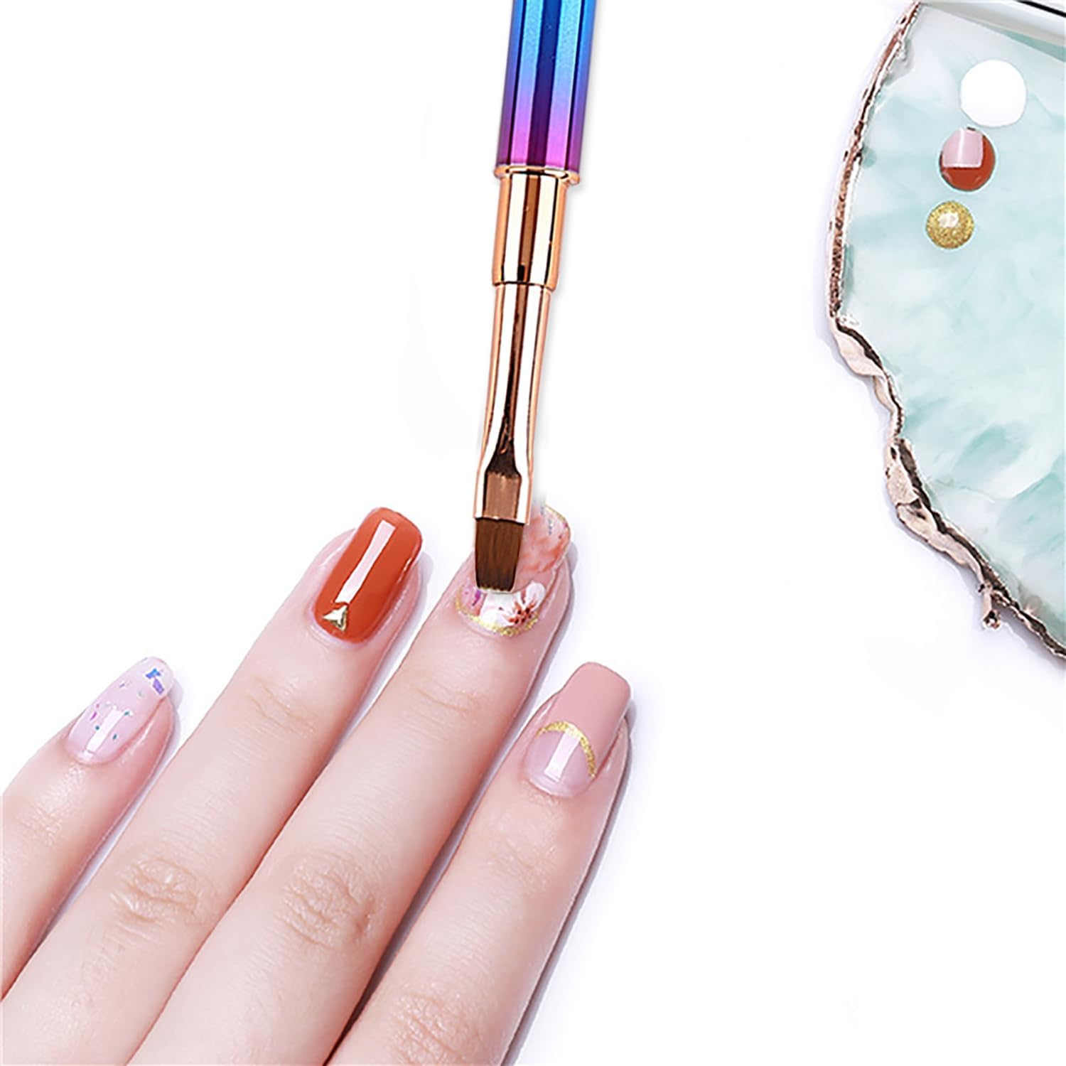 SILPECWEE 1Pc Acrylic Nail Art Brush Screw Thread Design Handle UV Gel Builder Poly Extension Gel Pen Manicure DIY Accessories