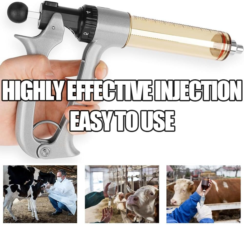GUDAJIN 50Ml Semi-Automatic Livestock Syringe, Veterinary Pull Rod Syringe, Continuous Repeat Syringe with Adjustable Dose, Veterinary Vaccine Injection, Suitable for Farms and Ranches image number 3