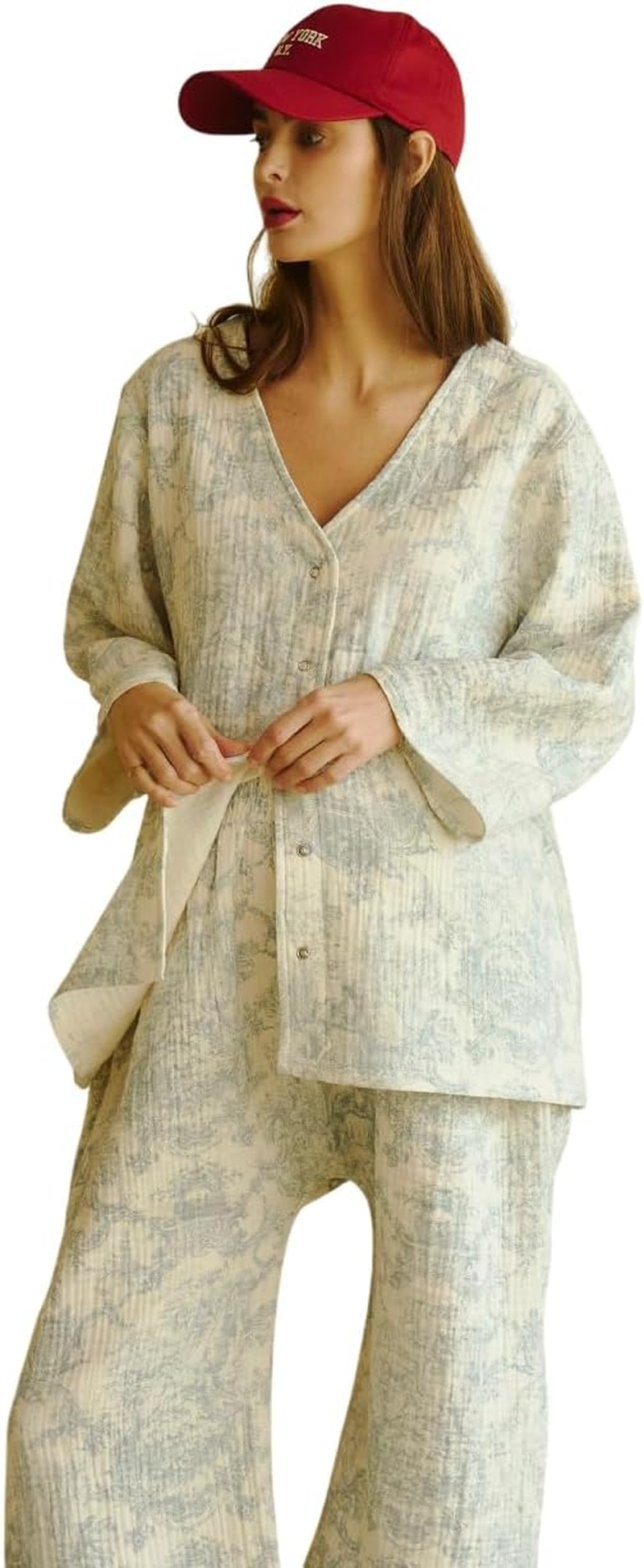 NOTHING FITS but Muslin Gauze Nursing Set, Postpartum Nursing Pajamas Set, Soft Pjs Sleepwear Maternity Loungewear