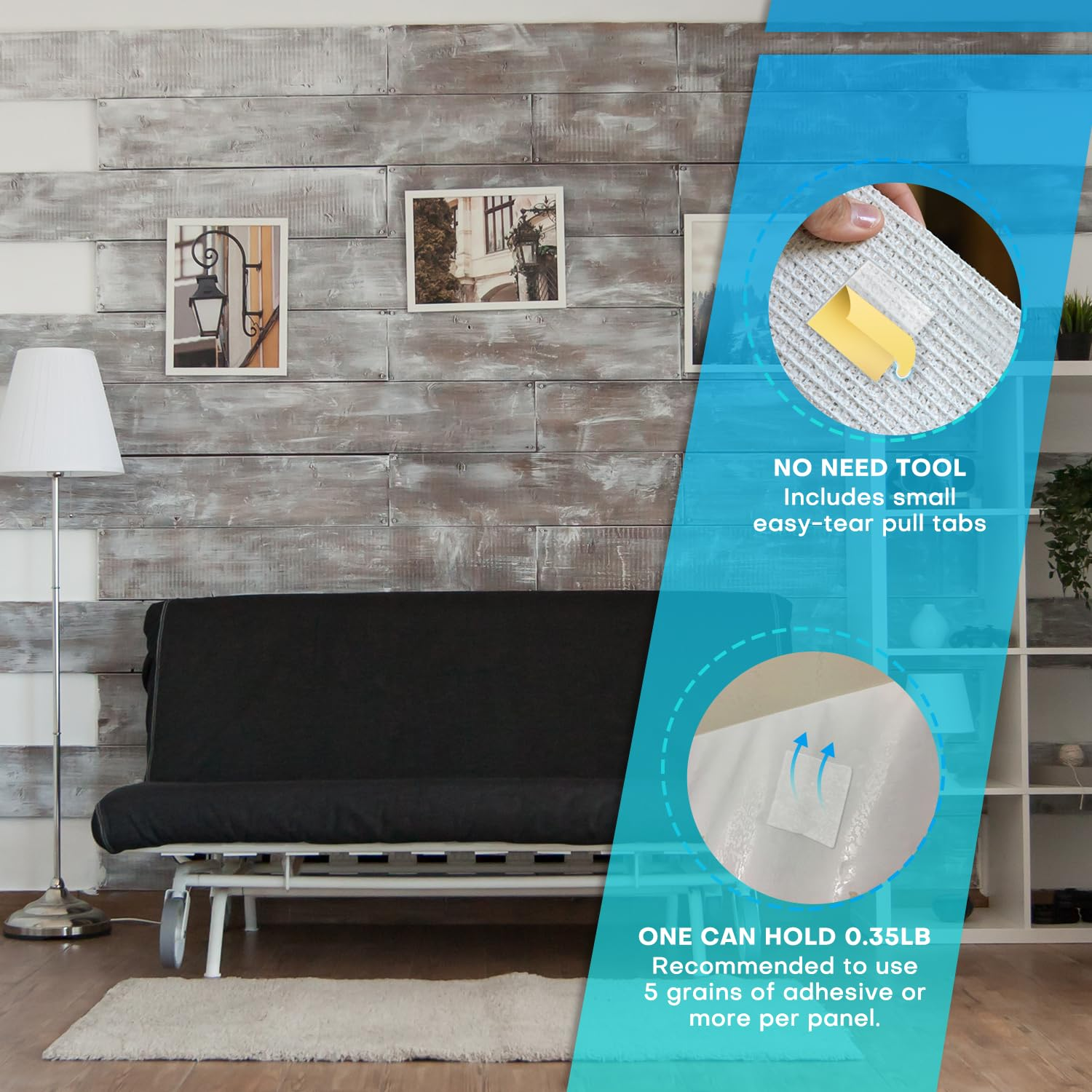 300 PCS Double-Sided Adhesive Tape for Acoustic Soundproofing Foam Panels, Heavy Duty Wall Panel Square Adhesive Pads, Pad Mounting Adhesive Double-Sided Tape Wall Sticky for Hanging image number 5