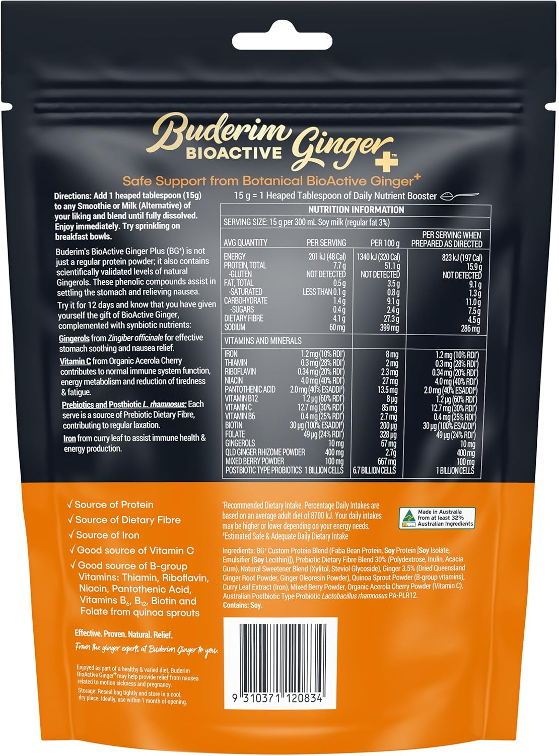 Buderim Ginger+ Bioactive Daily Nutrient Booster G/F 180G