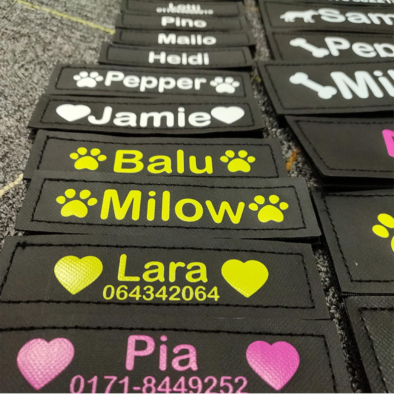 2PCS Reflective K9 Dog Harness Name Patch Tag Personalized PU Leather Dog Harness Tag Sticker Custom Dog Harness ID Tag Sticker,Pink,16X5Cm(6.3X2.0In) image number 5