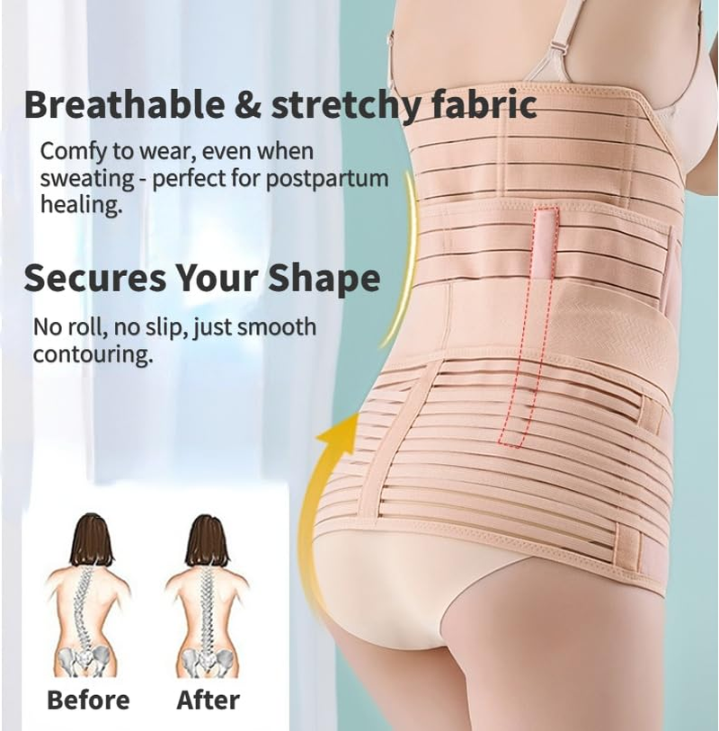 Postpartum Recovery Belly Belt - Breathable Waist Shaper for Tummy Control & Pelvic Support (Black,Xxl) image number 5