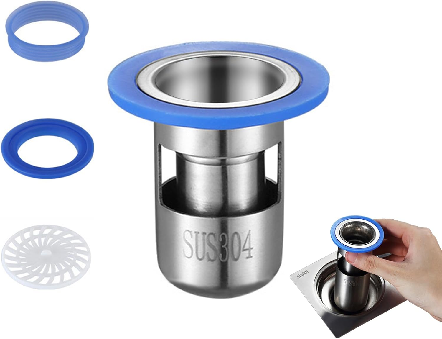 Qruilantu Odor Proof Floor Drain，Shower Floor Drain Backflow Preventer，304Stainless Steel Drain Filter，Prevent Backflow, Prevent Anti-Odor Dispersion in Bathroom and Kitchen(Depth 3.3'') image number 1