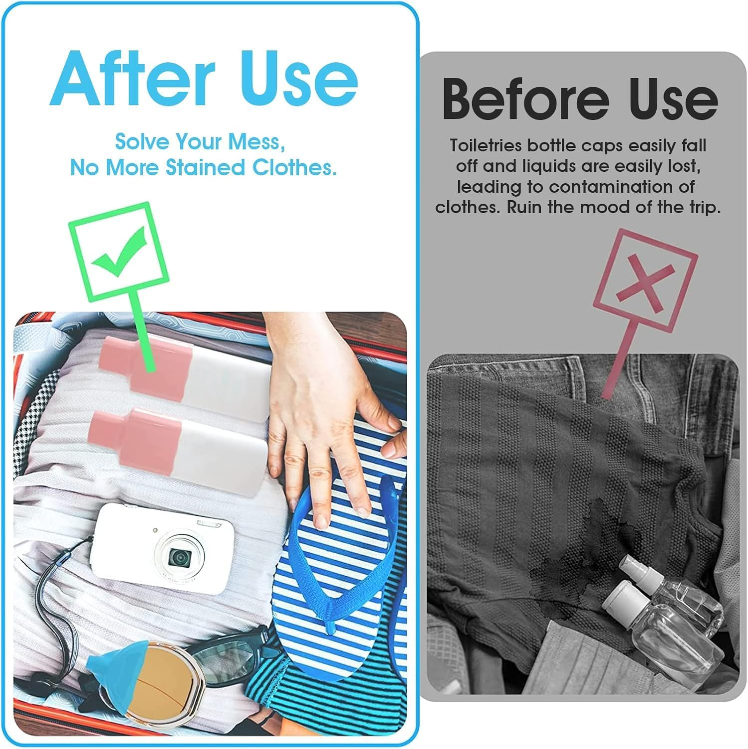 Ksngtixe 8PCS Silicone Bottle Covers Leakproof Travel Toiletry Sleeves for Shampoo Lotion Cosmetics Cruise Essentials Women Men Airplane Beach Approved image number 3