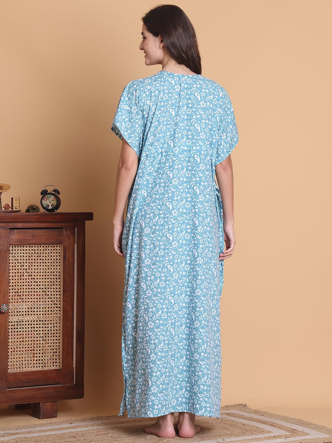 Secret Wish Floral Cotton Blend Full Length Maternity Kaftan image number 2