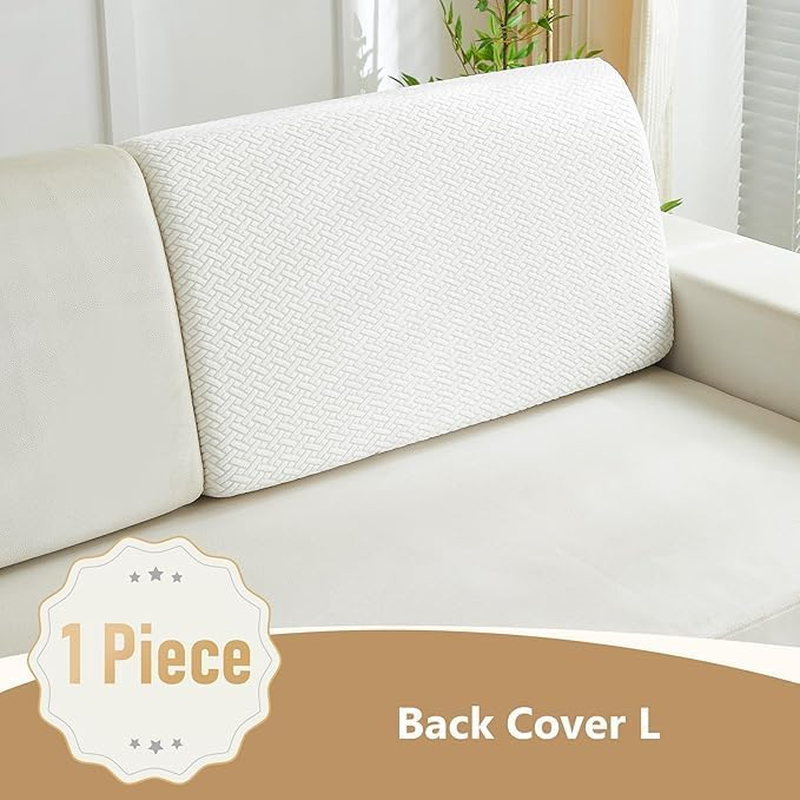 Miners2000 Magic Sofa Covers - High Stretch Universal Cushion Covers with Elastic Bottom - Anti-Slip Couch Cushion Replacement for Pets Washable (Texture-White, Back Cover L) image number 6