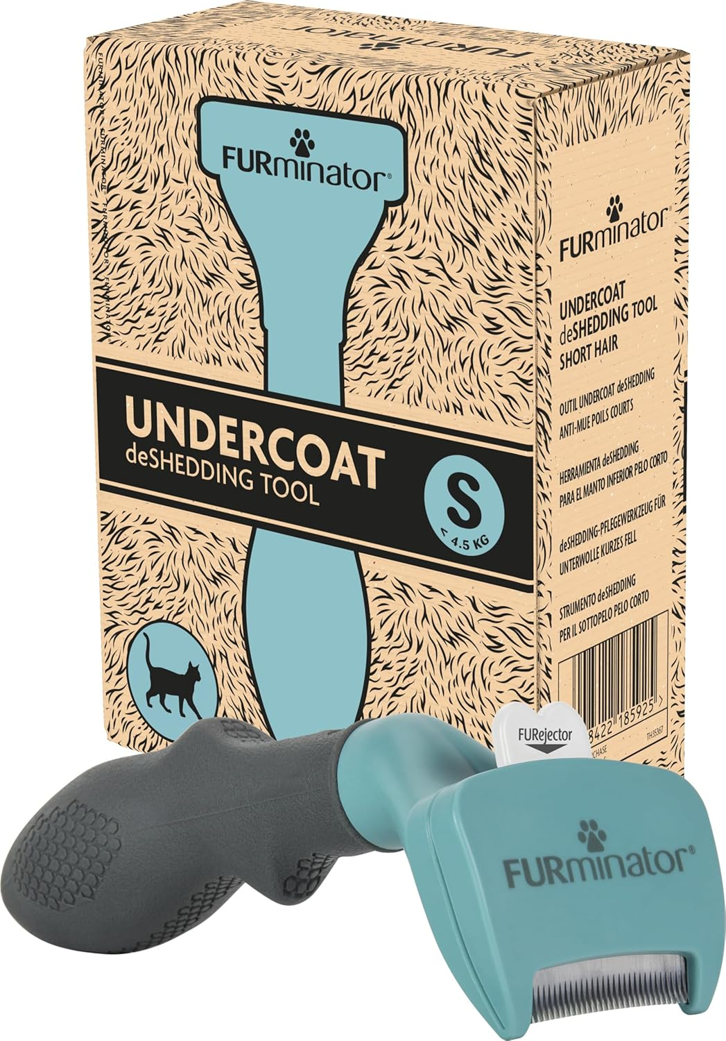 Furminator Deshedding Tool Cat Size S Short Hair - Cat Brush for Small Cats to Remove Undercoat