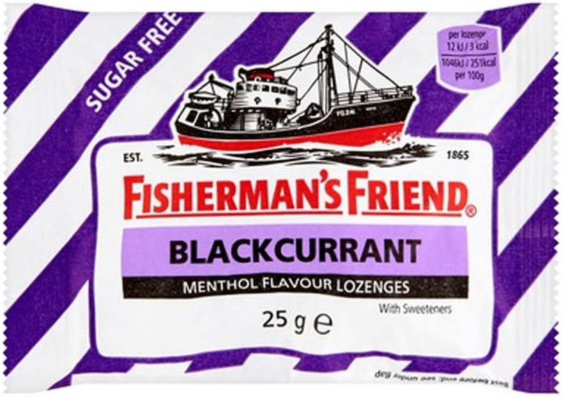 Fishermans Friend Blackcurrant Flavour Lozenges with Sweeteners 25G-Pack-Of-12